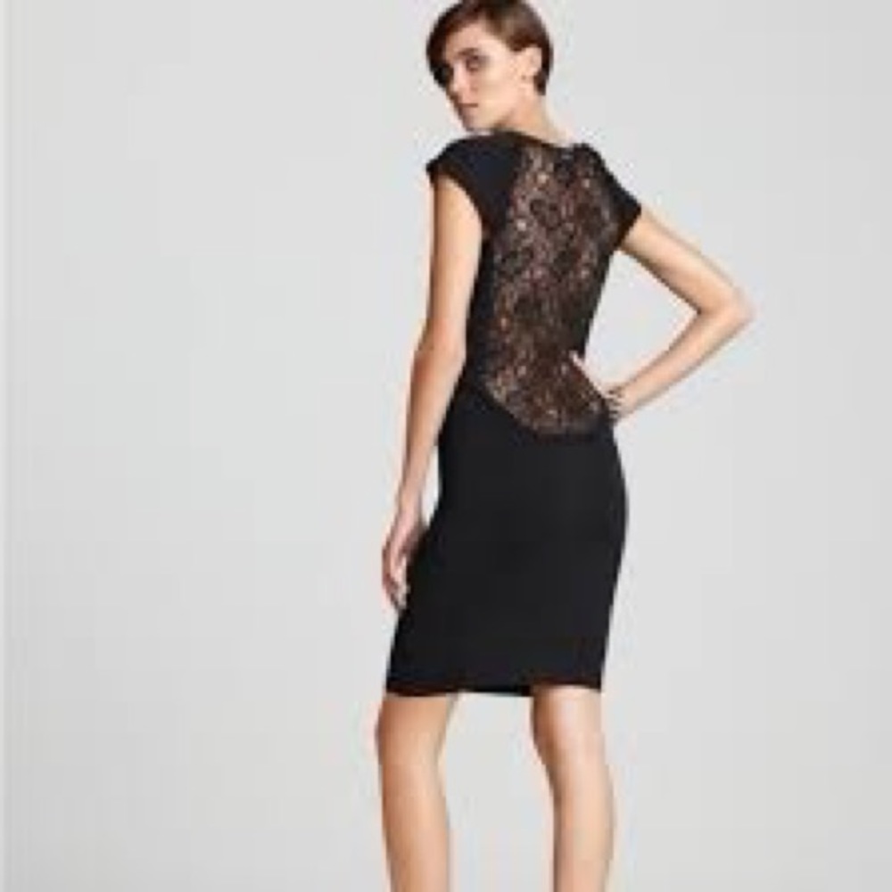 french connection lace back dress black sz 4
